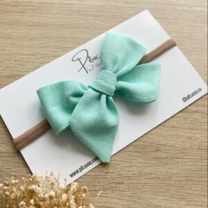 Moño Flavia Verde Menta Lino