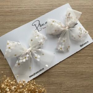 Pinzas Flavia Tull Blanco con Flores (Unidad)