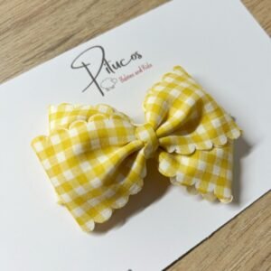 Pinza Mediana Domenica Cuadros Amarillo/Blanco