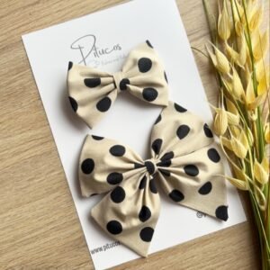 Kit mamá e Hija Beige con lunares Negros