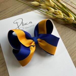 Pinza Mediana Agustina Bicolor Azul Rey/amarillo