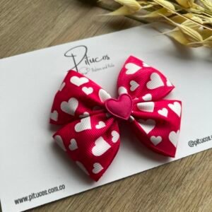 Pinza Mediana Sofía Corazones Fucsia