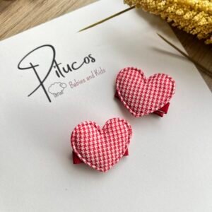 Mini Pinza Corazon Xadrez Rojo (Unidad)