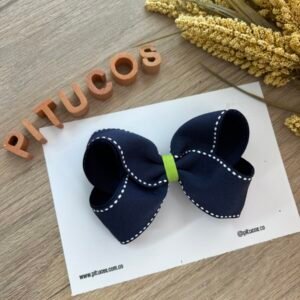 Agustina Azul Oscuro Pespuntes Centro Verde Manzana