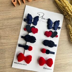 Kit 10 Pinzas Medianas Azul Oscuro/Rojo