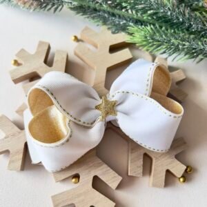 Pinza Agustina grande Blanco/Dorado