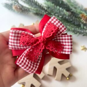 Pinza Sofía Dobre Rojo Cuadros (Unidad)