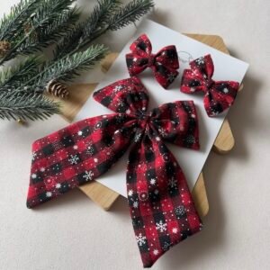 Kit Mamá e hija Mini Colitas Cuadro Rojo/Negro