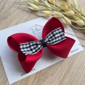 Pinza Grande Antonieta Rojo/Cuadros negros (Unidad)